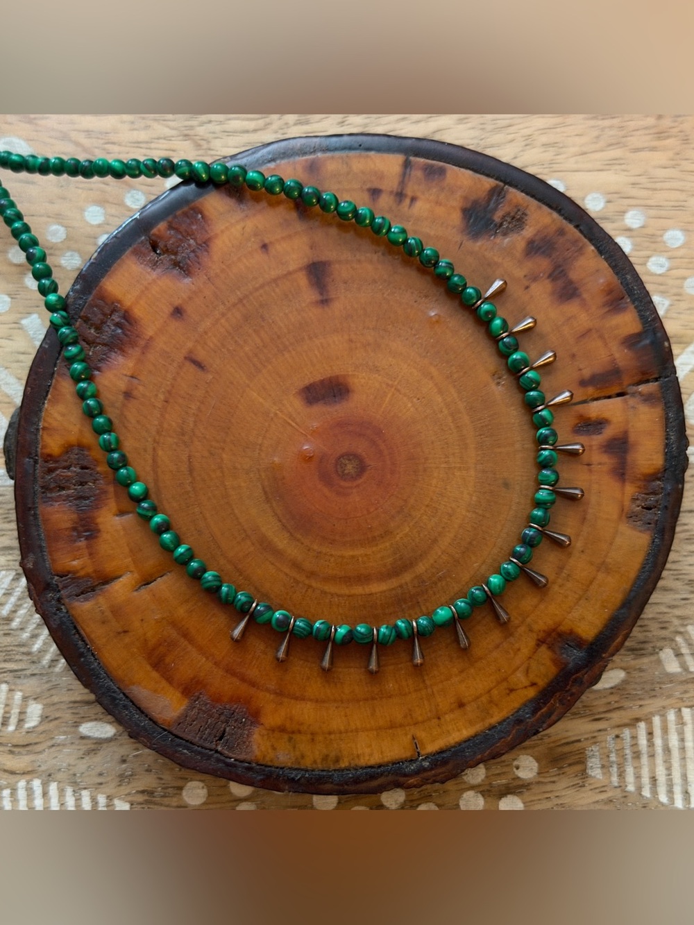 New Beautiful Boho Malachite & Copper Tassel Beaded Choker Necklace